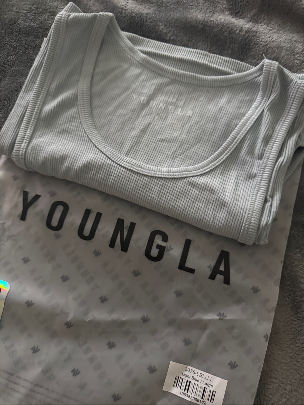 YoungLA Light Blue Ribbed Scoop Tank